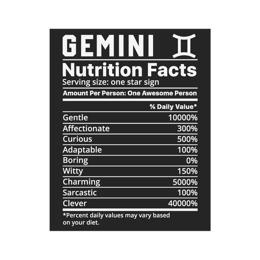 Gemini Nutrition Unframed Prints - black