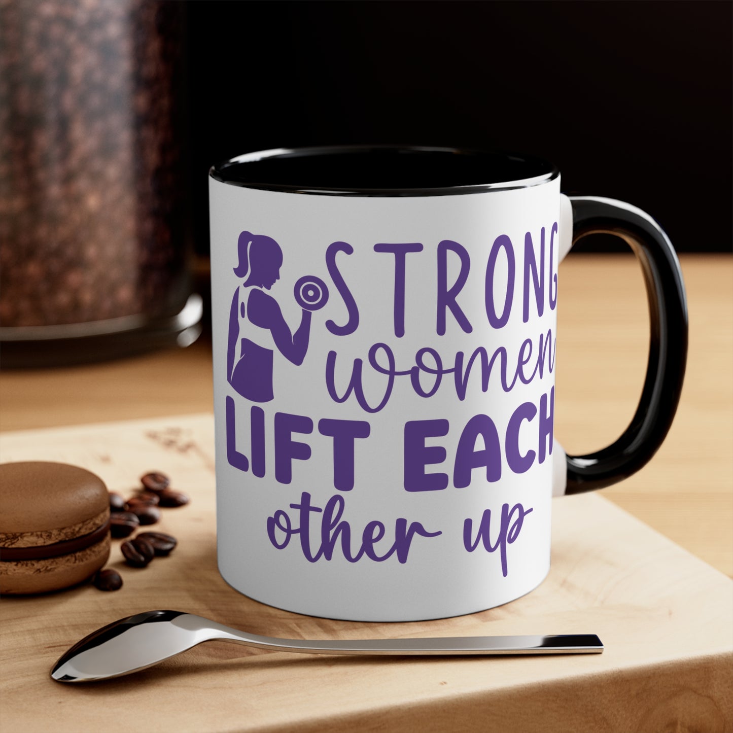 Strong Women... Workout Colorful Accent Mug 11oz - For Gym Fitness Enthusiasts