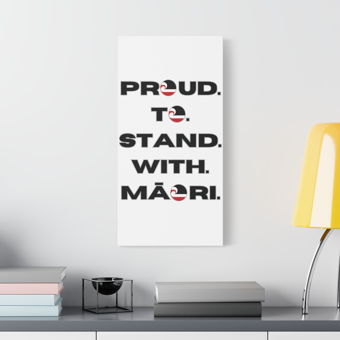 Proud. To. Stand. With. Māori. Classic Canvas - White