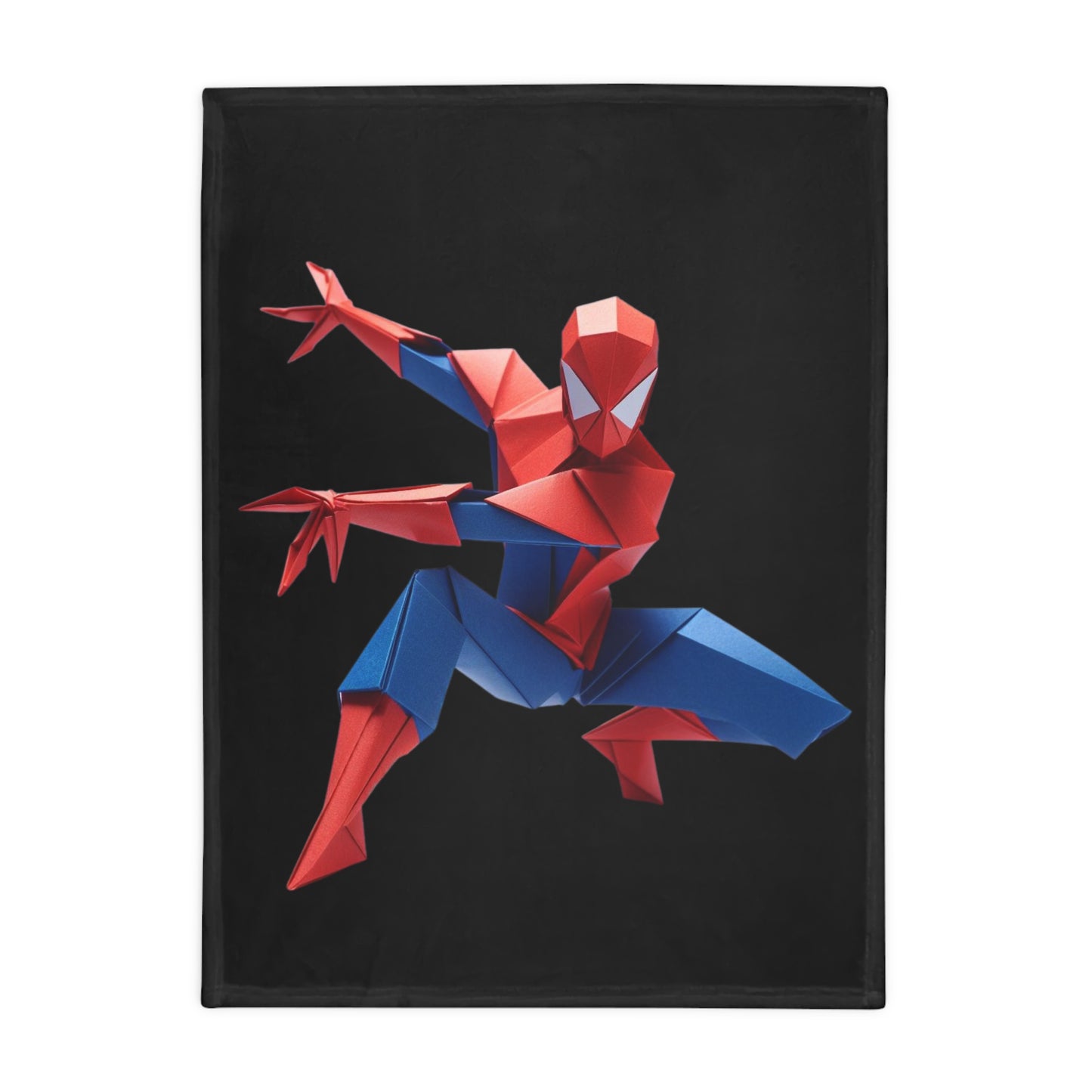 Origami Spiderman Plush Fleece Blanket - Black