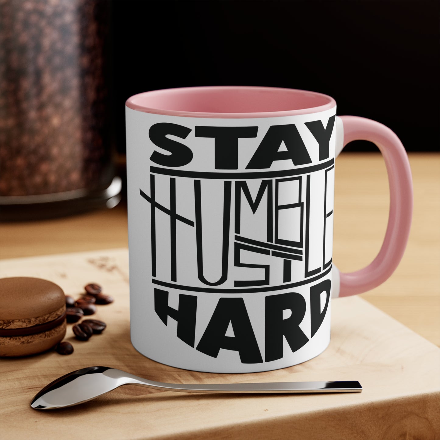 Stay Humble Hustle Hard Workout Colorful Accent Mug 11oz - For Gym Fitness Enthusiasts