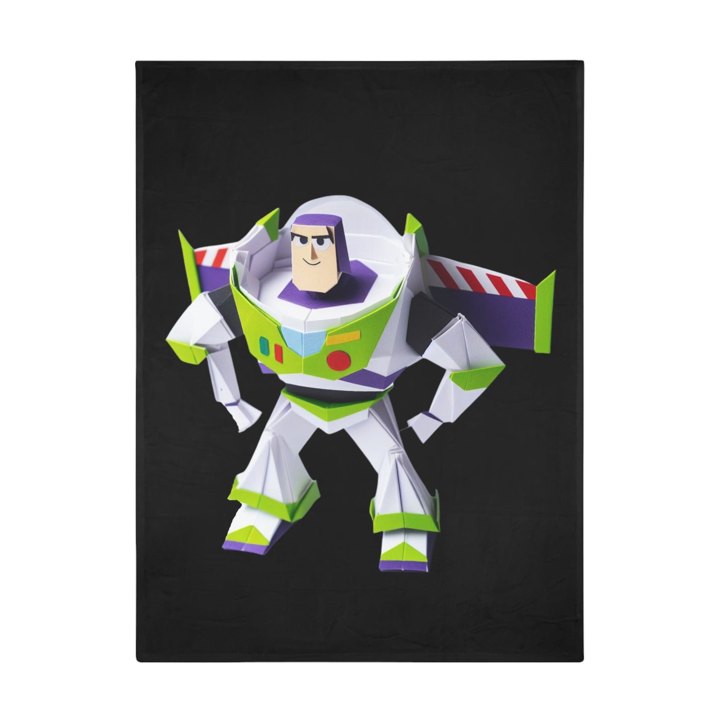 Origami Buzz Lightyear Plush Fleece Blanket - Black