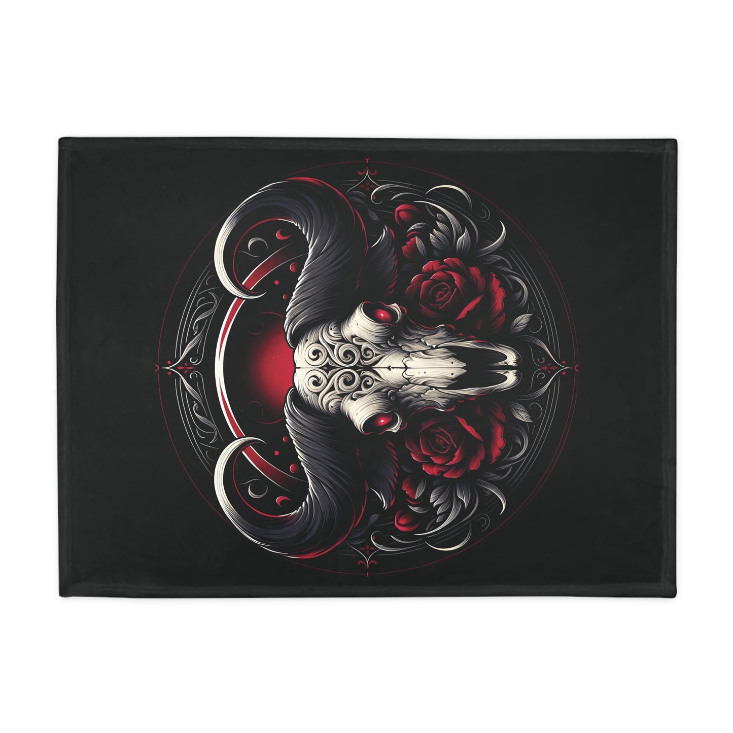 Gothic Taurus Plush Fleece Blanket - black