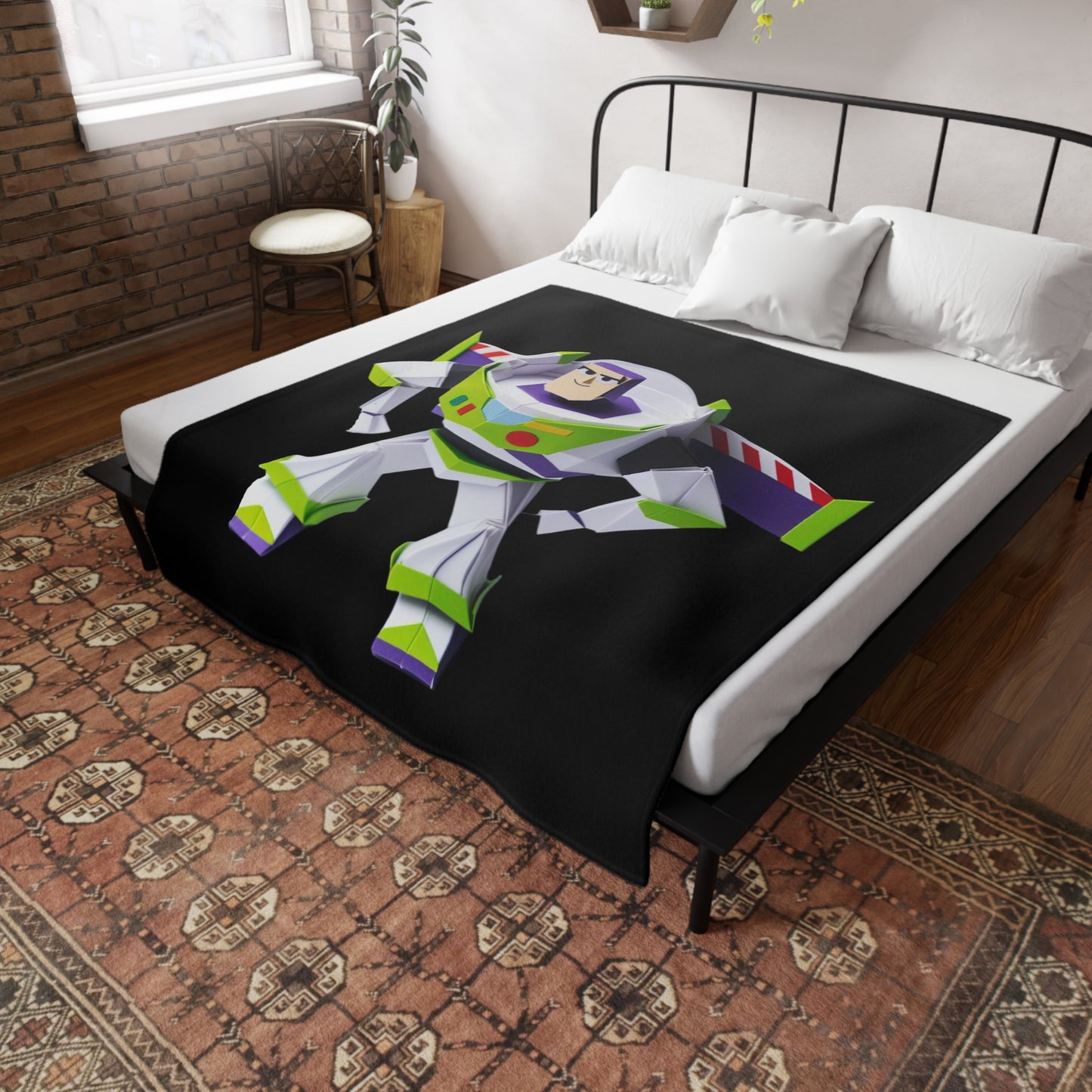 Origami Buzz Lightyear Plush Fleece Blanket - Black