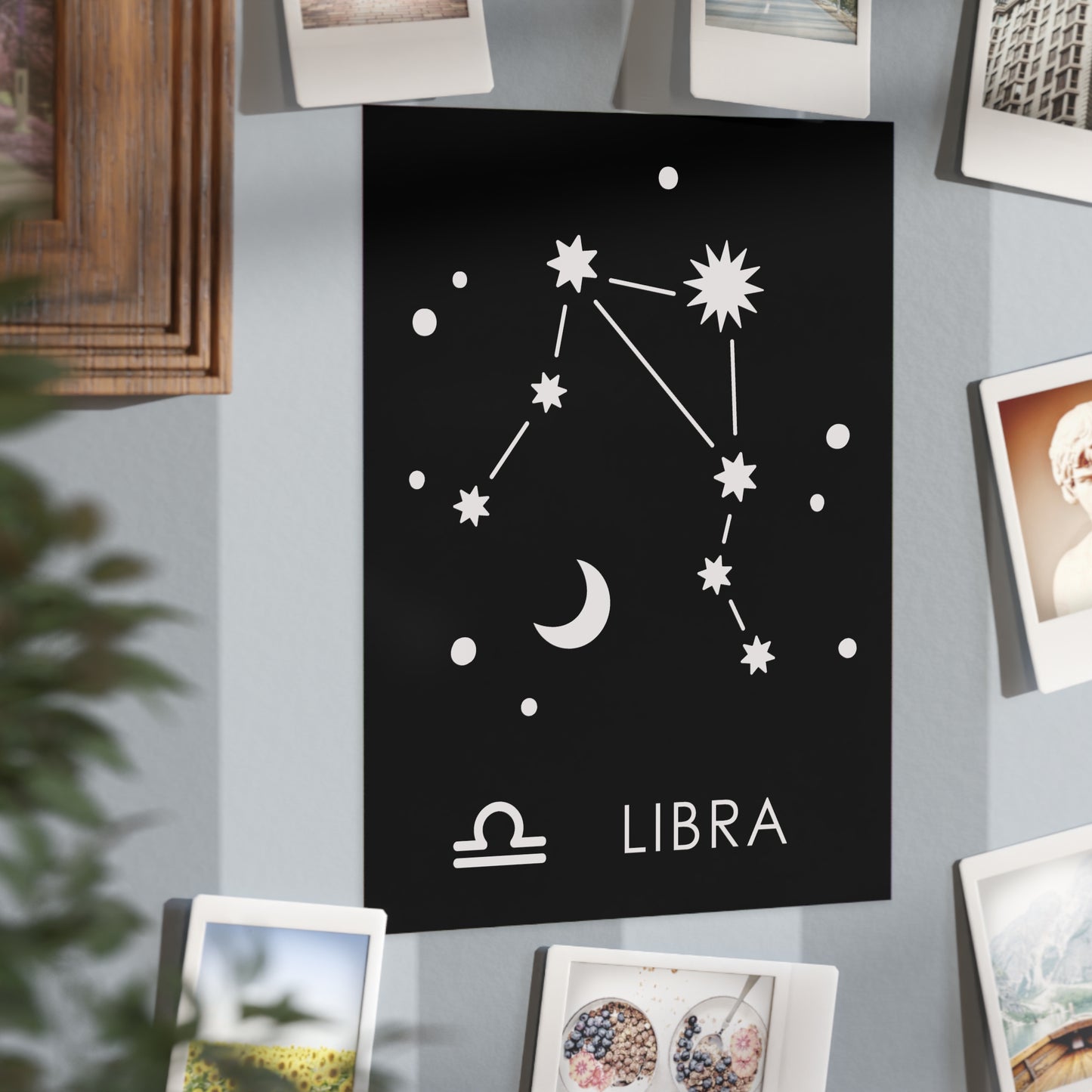 Libra Starmap Unframed Prints - black