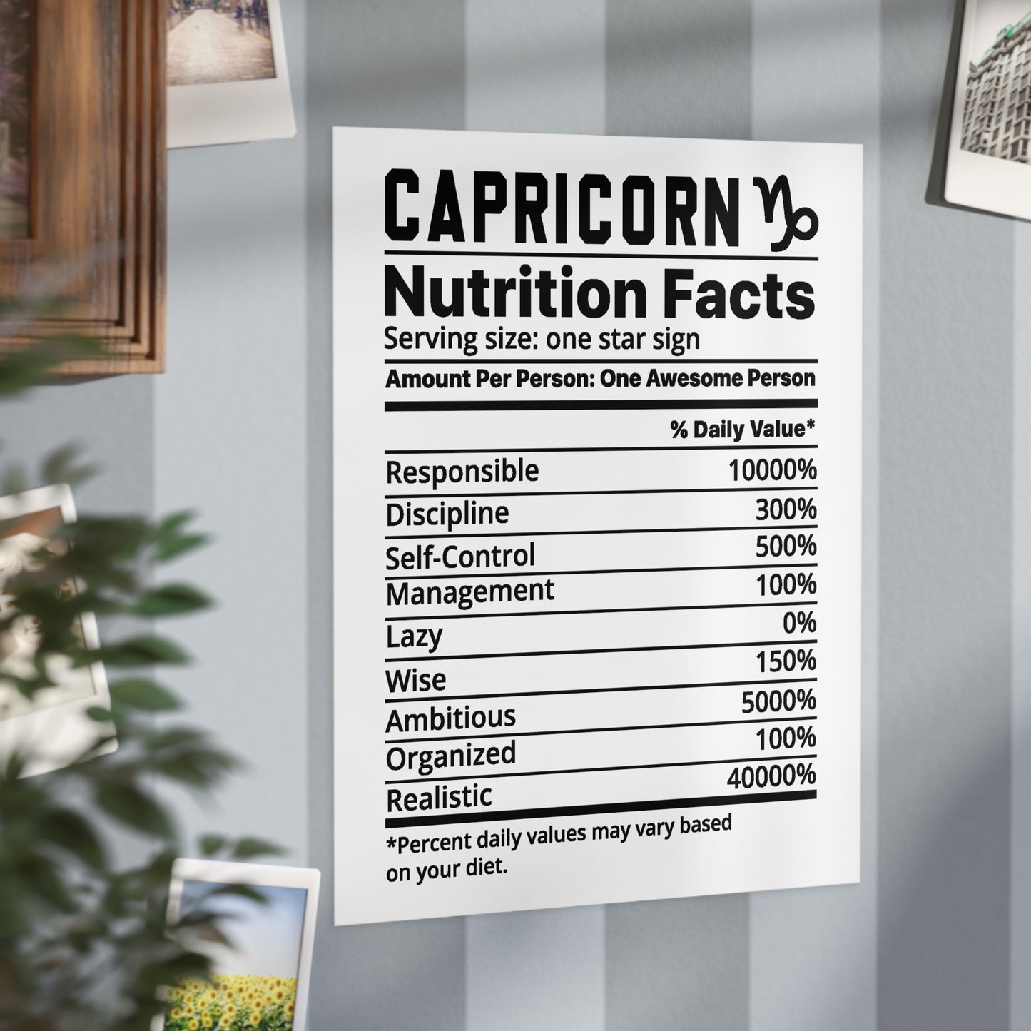 Capricorn Nutrition Unframed Prints - white