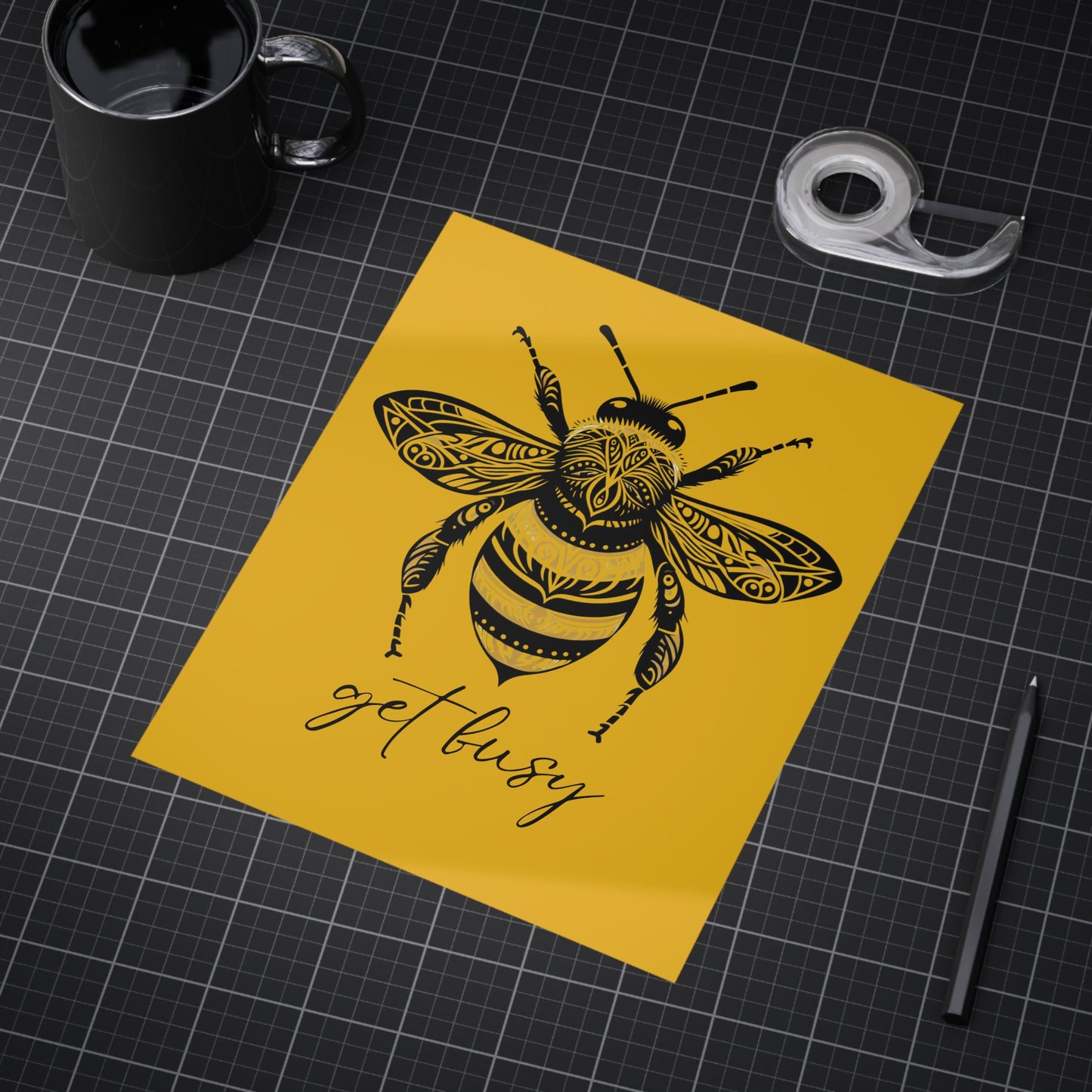 Get Busy Bee Unframed Prints - yellow