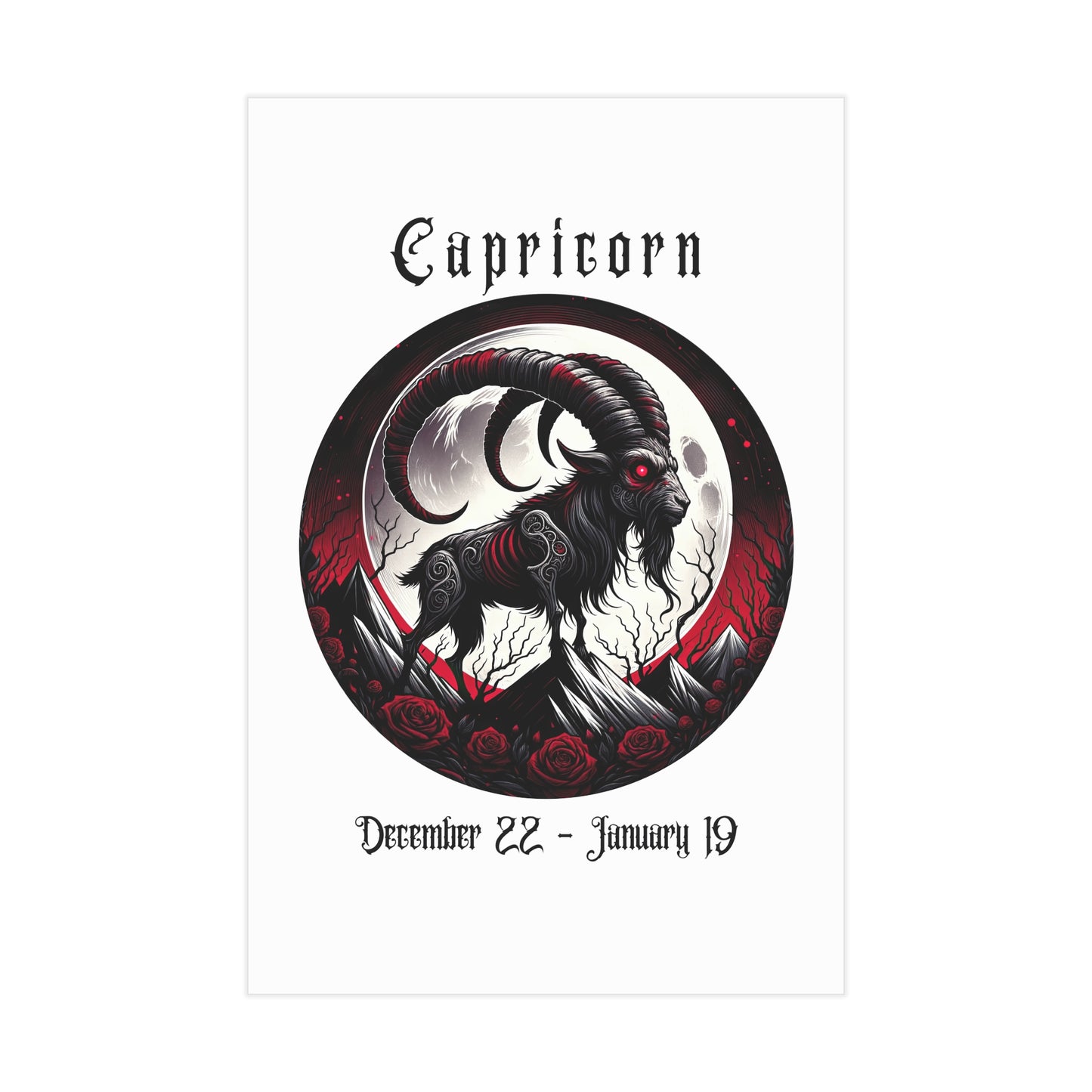 Gothic Capricorn Unframed Prints - white