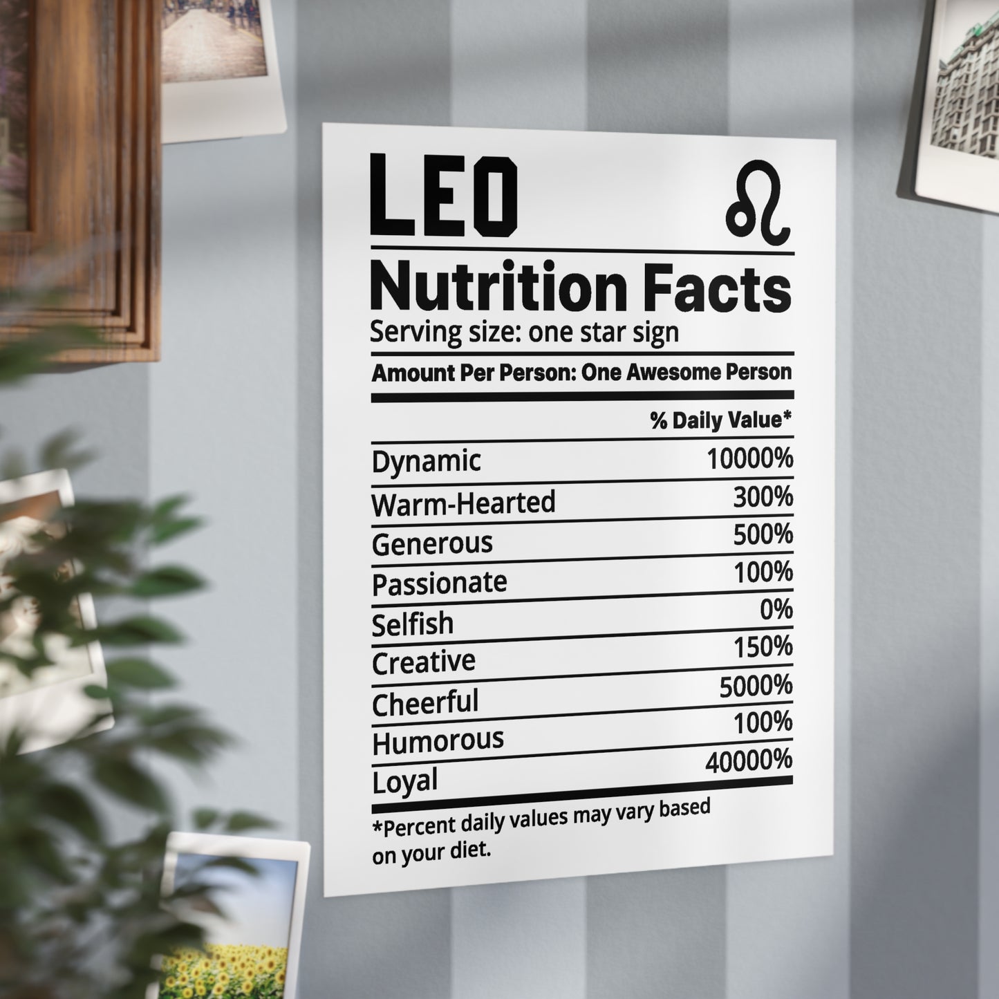 Leo Nutrition Unframed Prints - white