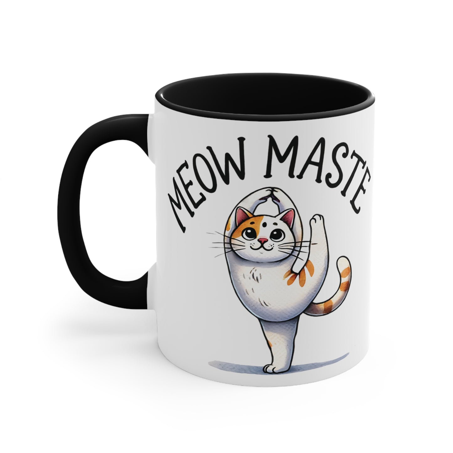 Meow Maste Color Accent Mug 11oz - Zen Meditation Gift