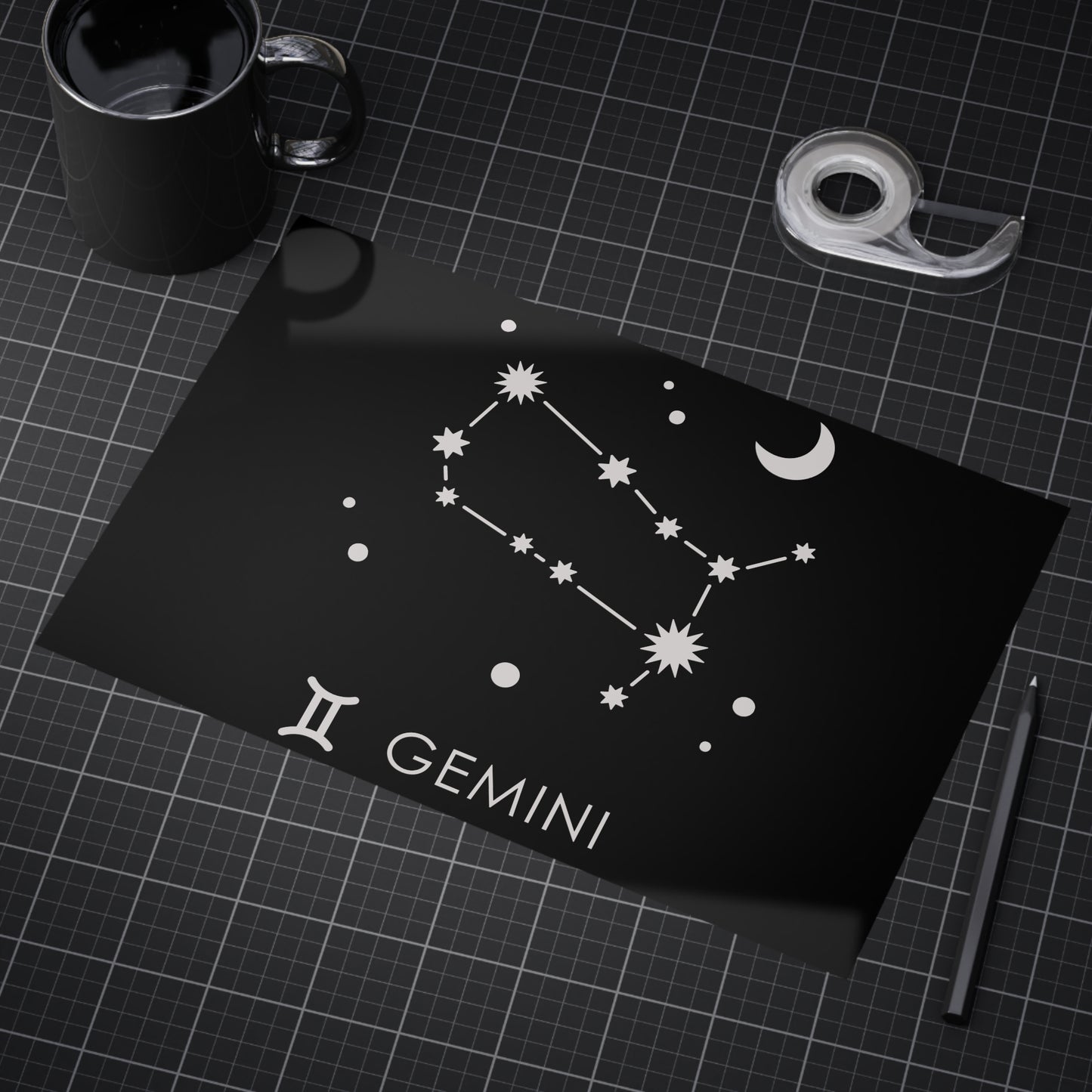 Gemini Starmap Unframed Prints - black