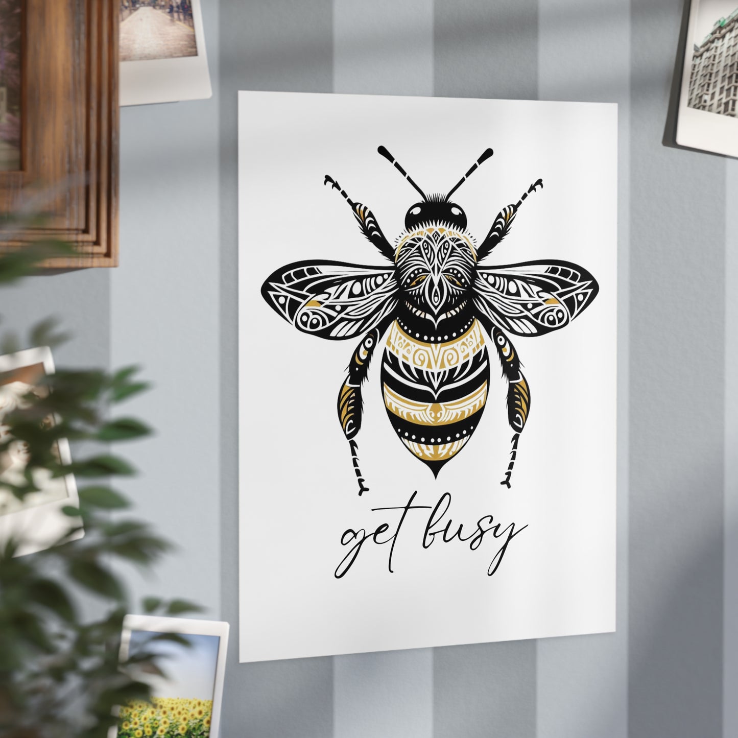 Get Busy Bee Unframed Prints - white