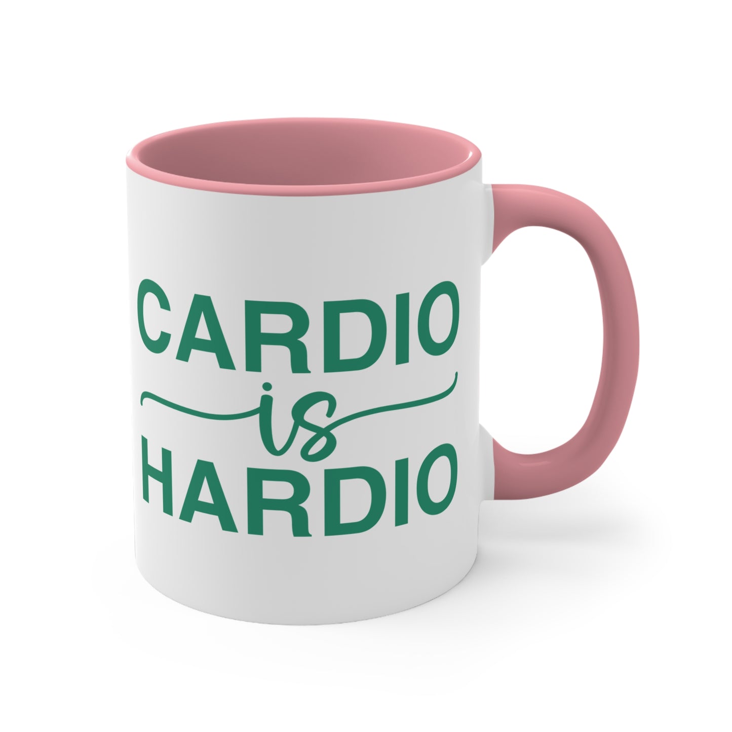 Cardio is Hardio Workout Colorful Accent Mug 11oz - For Gym Fitness Enthusiasts