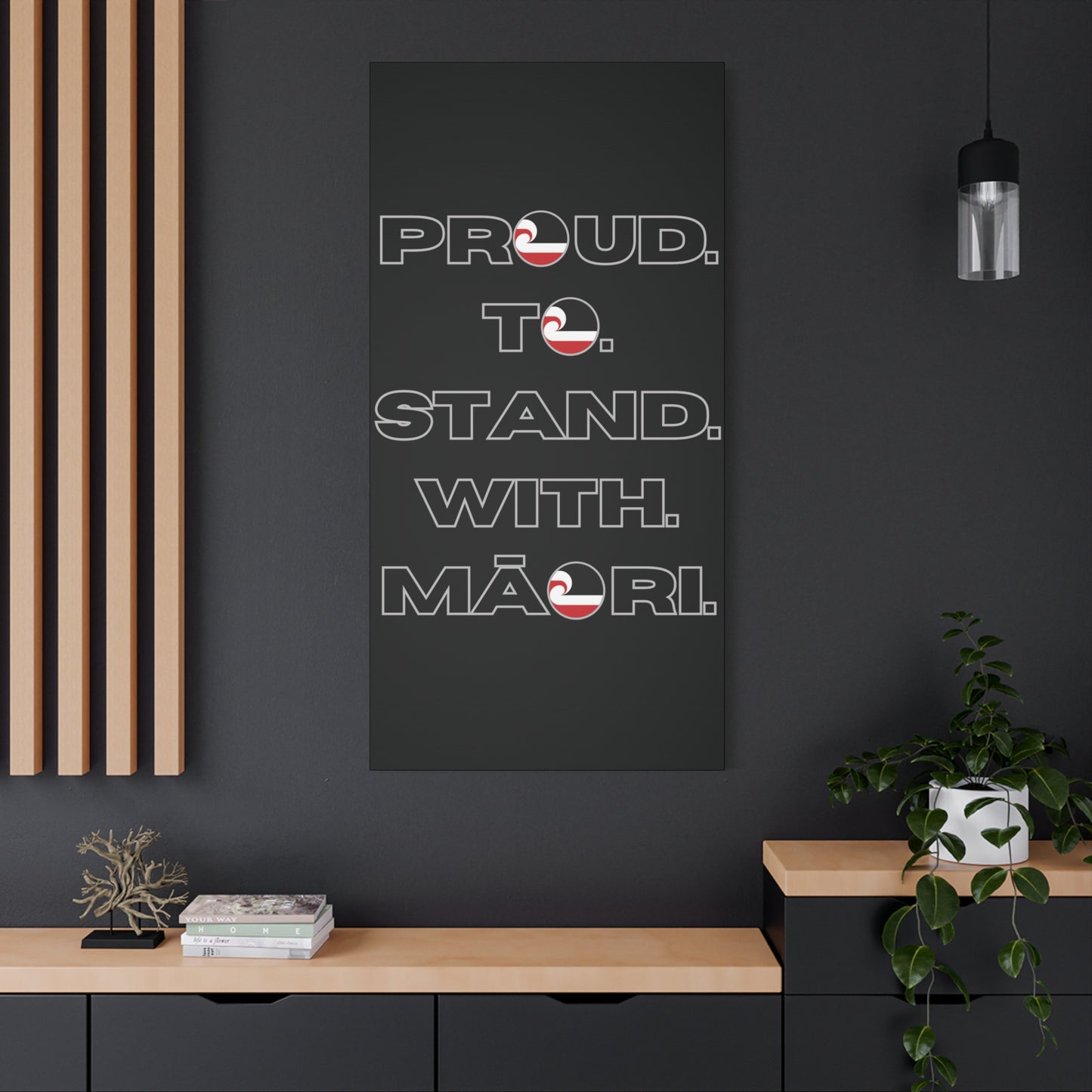 Proud. To. Stand. With. Māori. Classic Canvas - Black