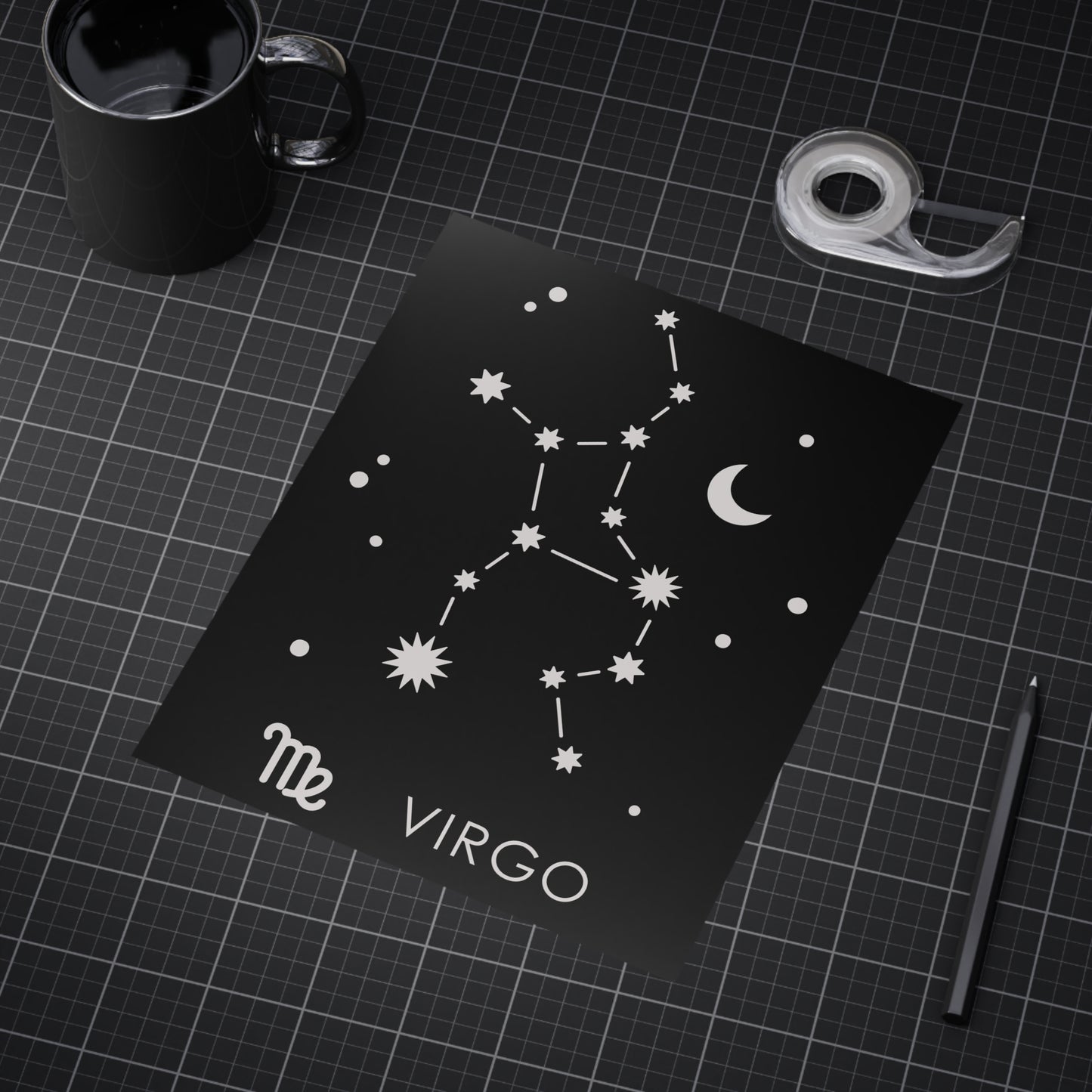 Virgo Starmap Unframed Prints - black