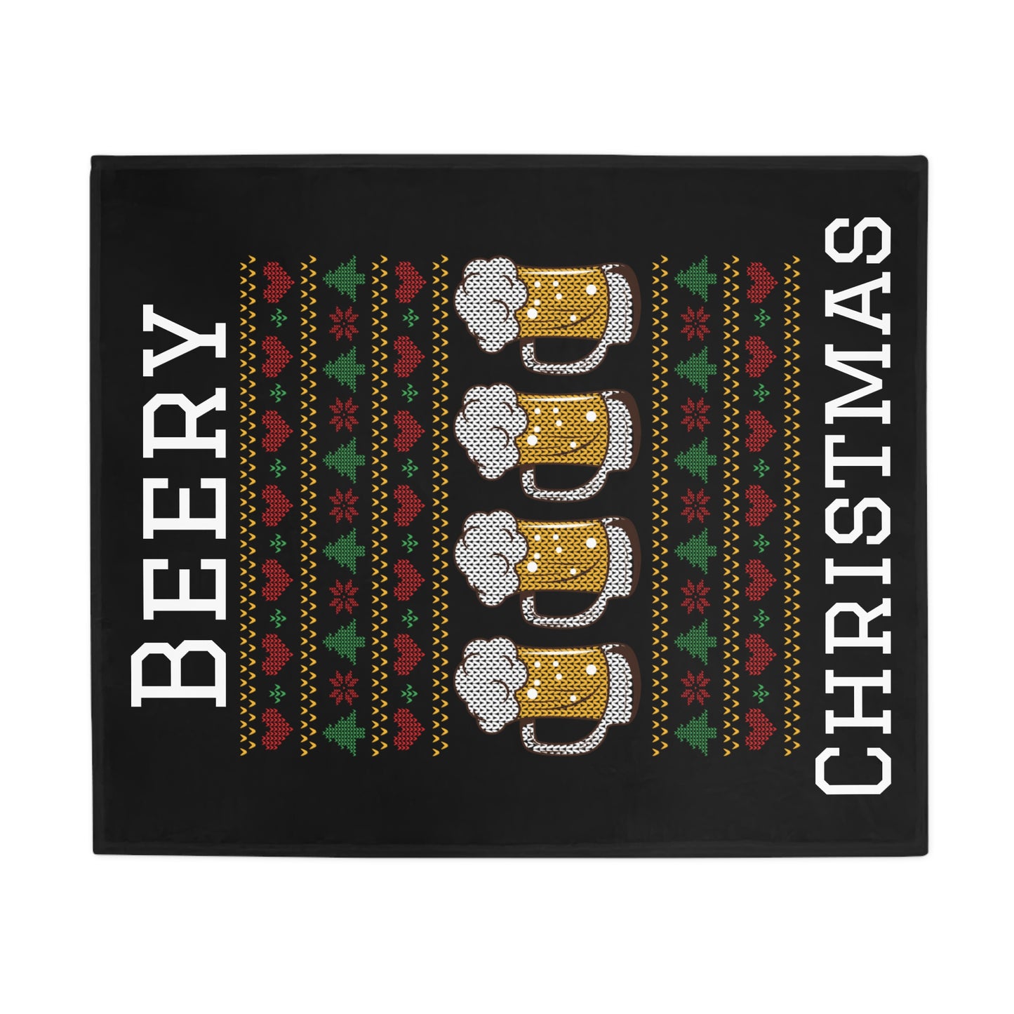 Ugly Christmas Sweater - Beery Christmas Plush Fleece Blanket