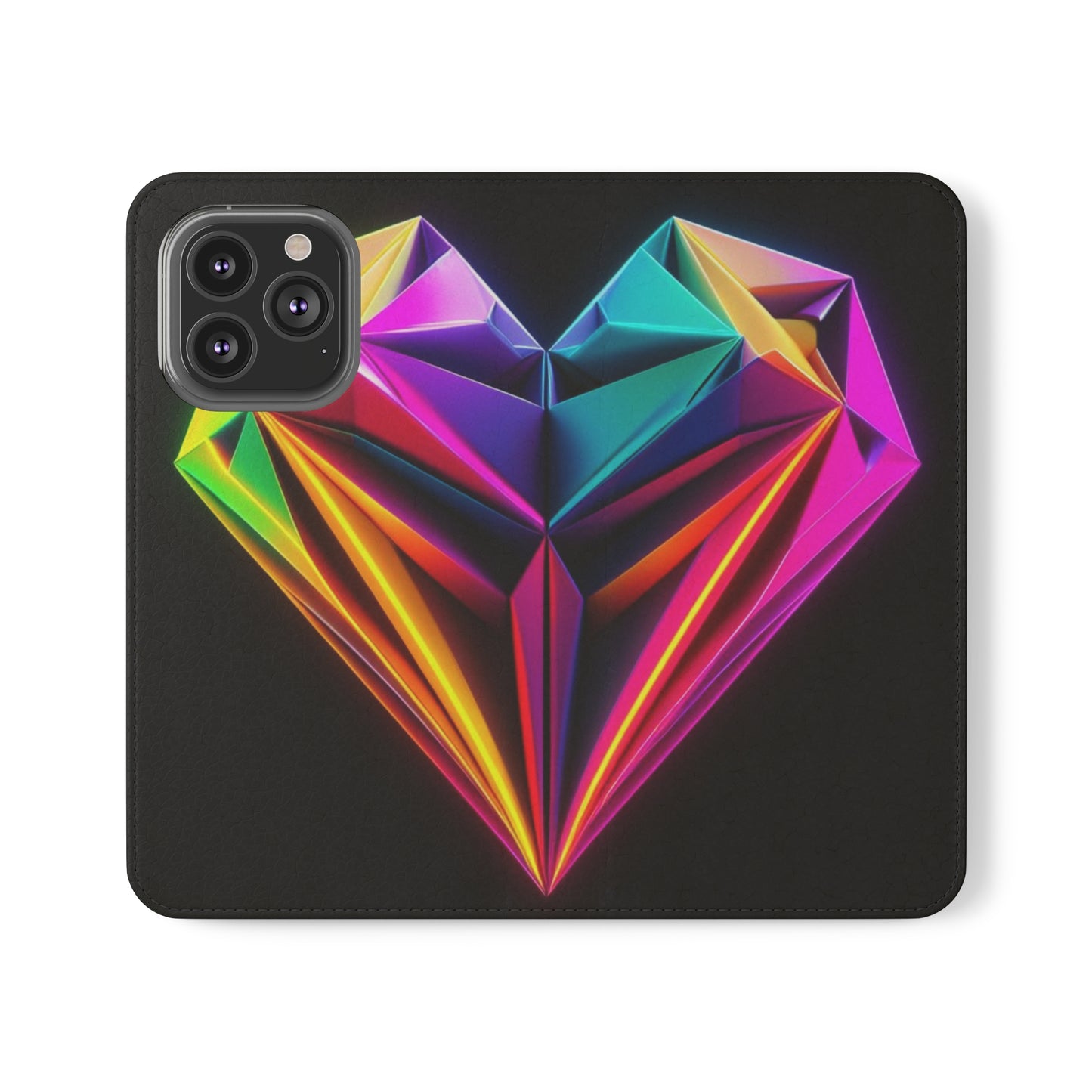 Origami Neon Heart Flip Cases - iPhone/Samsung