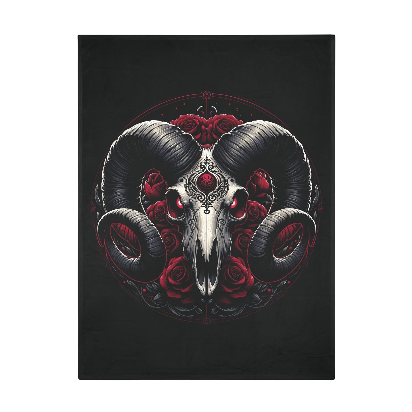 Gothic Aries Plush Fleece Blanket - black