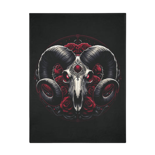 Gothic Aries Plush Fleece Blanket - black