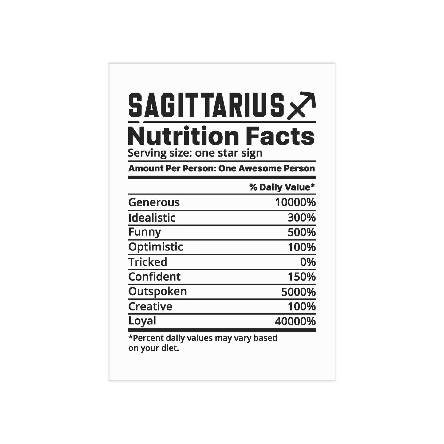 Sagittarius Nutrition Unframed Prints - white