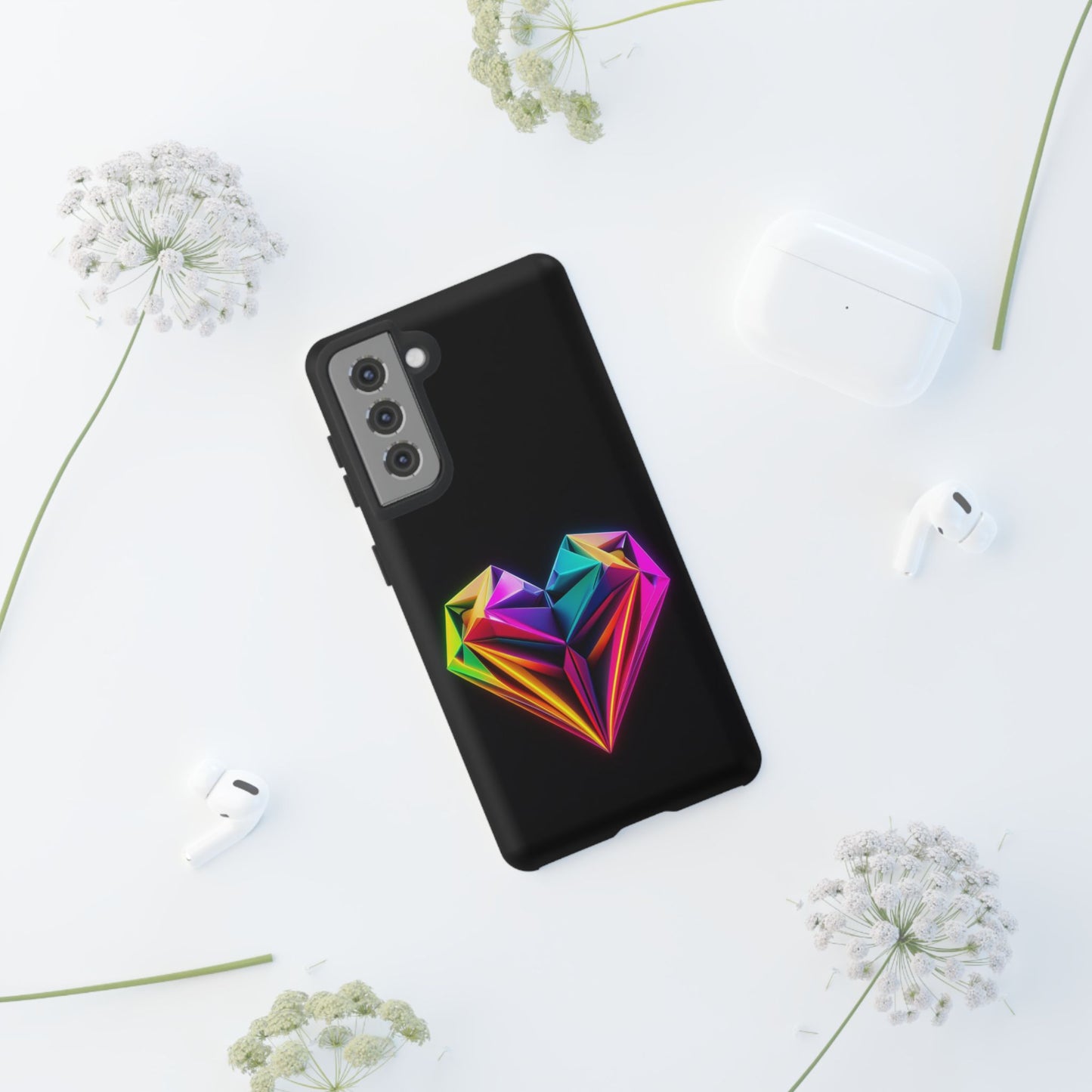 Origami Neon Heart Tough Cases iPhone/Google/Samsung