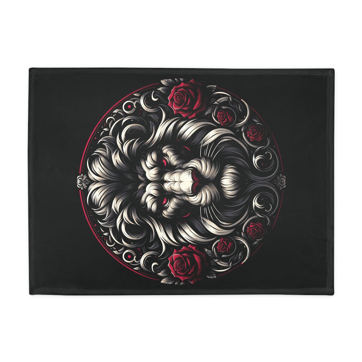 Gothic Leo Plush Fleece Blanket - black