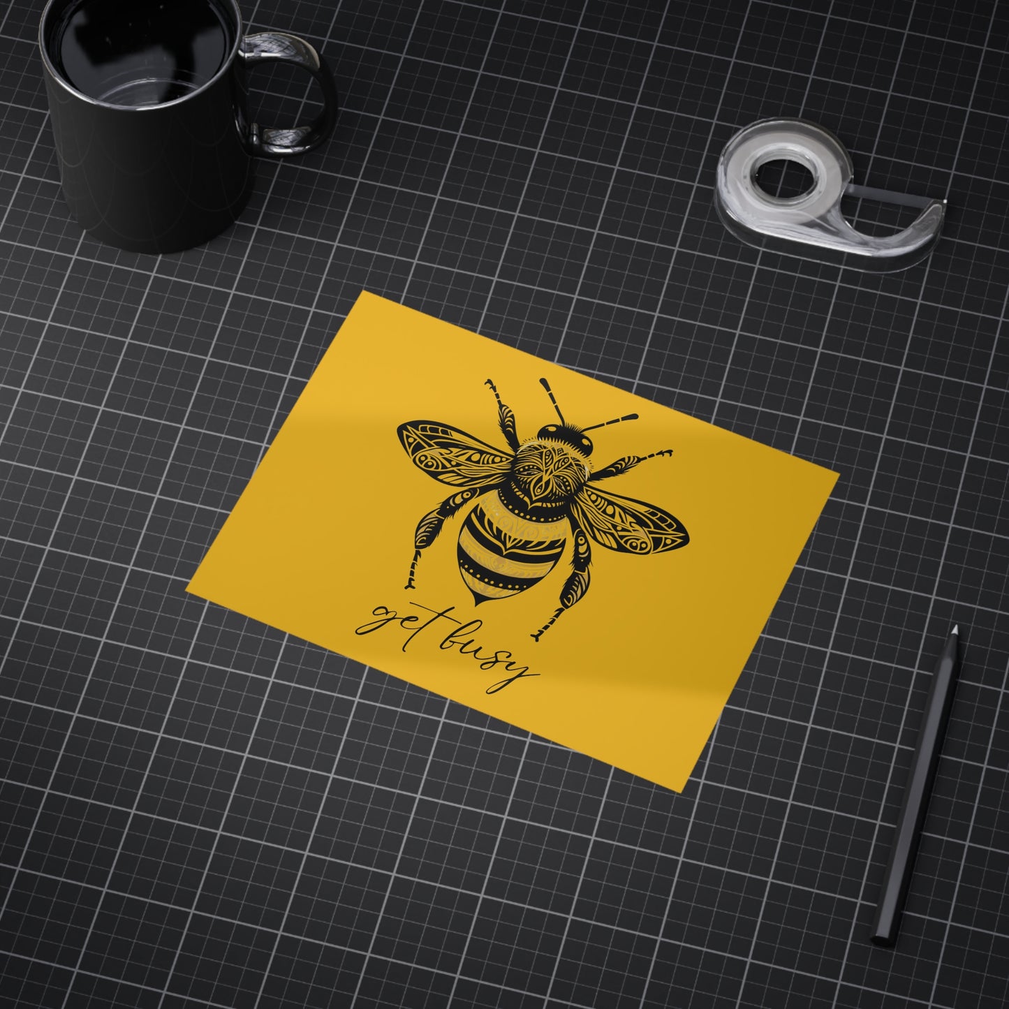 Get Busy Bee Unframed Prints - yellow