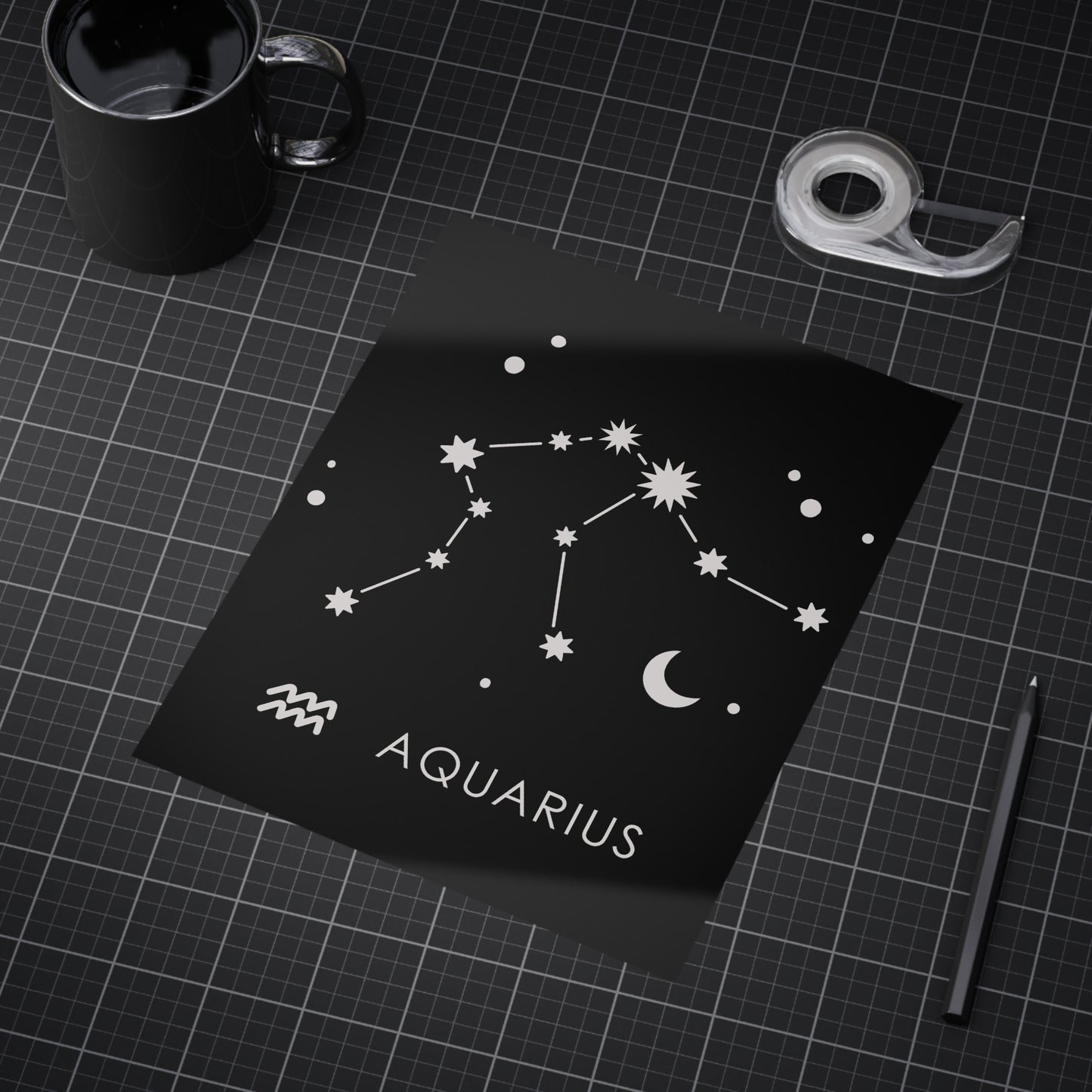 Aquarius Starmap Unframed Prints - black