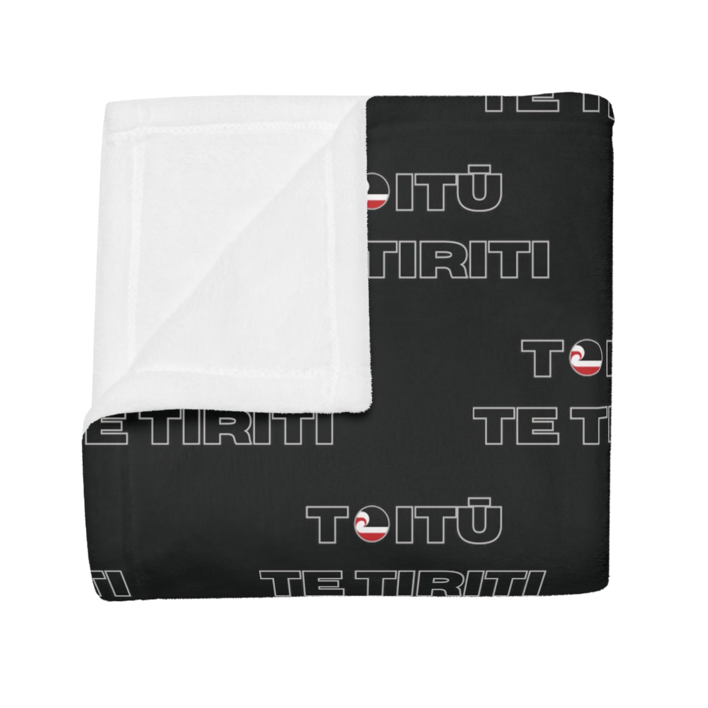 Toitū Te Tiriti - Black Plush Fleece Blanket