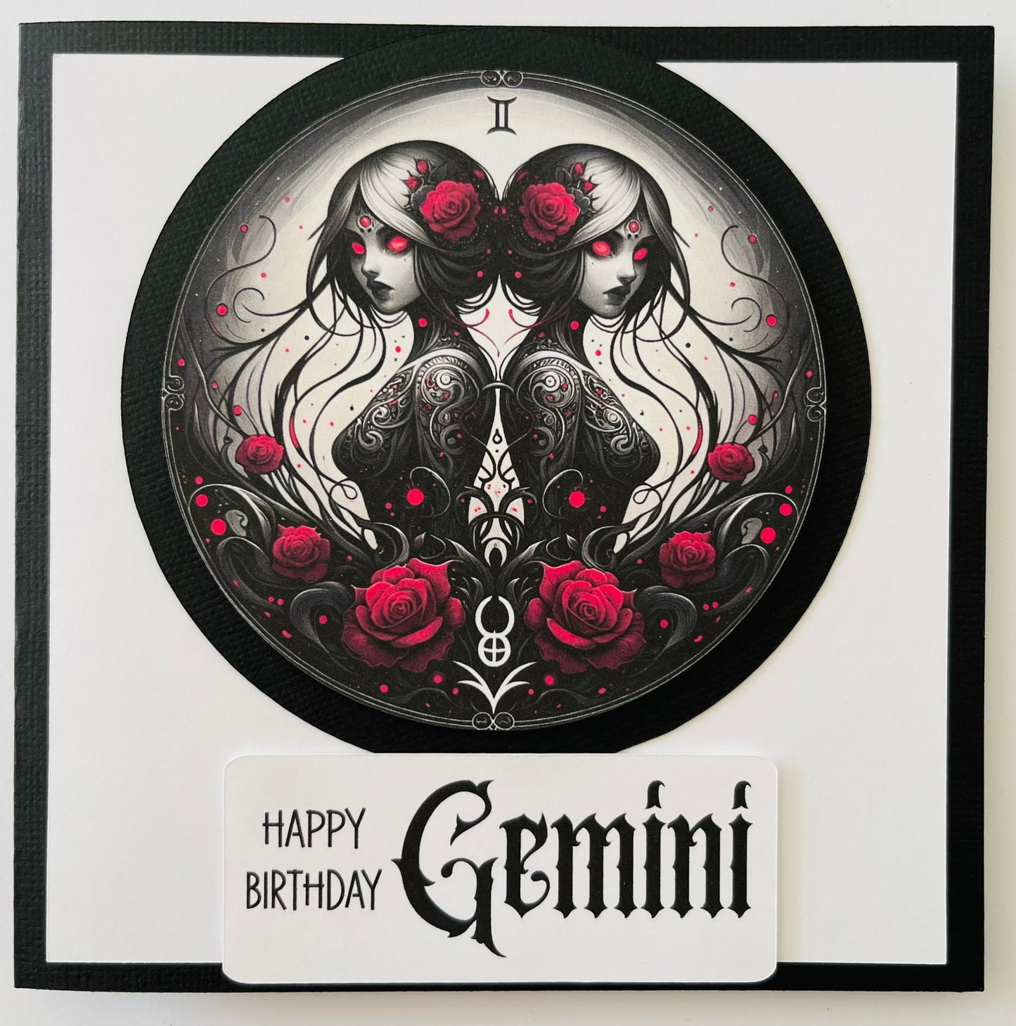 Handmade Gothic Zodiac Birthday Card with envelope